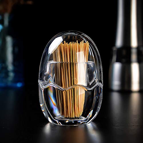 MonLiya Acrylic Toothpick Holder Crystal Toothpick Dispenser Bucket Plastic Toothpick Box Egg Shape Toothpick Case Pocket Restaurant Kitchen Gadgets Desk Storage Box(Without Toothpick)