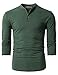 H2H Men's Casual Slim Fit Comfort Soft 3/4 Sleeve Henley Tee DarkGreen US L/Asia XL (CMTTS0205)