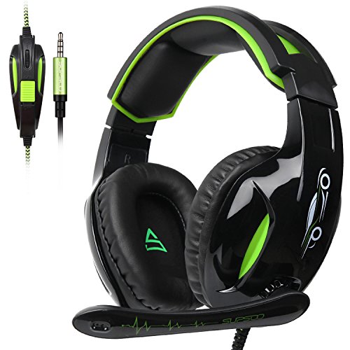 SUPSOO G813 Xbox One, PS4 Gaming Headset 3.5mm wired Over-ear Noise Isolating Microphone Volume Control for Xbox one PC/ Laptop / PS4/ Switch Game-Black and Green SUPSOO G813 Xbox One, PS4 Gaming Headset 3.5mm wired Over-ear Noise Isolating Microphone Volume Control for Xbox one PC/ Laptop / PS4/ Switch Game-Black and Green