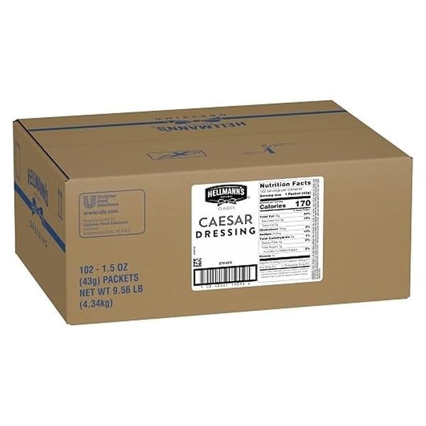 HELLMANN’S CLASSICS CAESAR SALAD DRESSING PORTION CONTROL SACHETS GLUTEN FREE, NO ARTIFICIAL FLAVORS, COLORS OR HIGH FRUCTOSE CORN SYRUP, 1.5 OZ, PACK OF 102