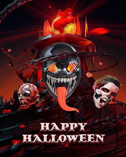 TOUTSEUL Men Women LED Masquerade Mask Cosplay Halloween Party Night Club Costume with Venom Design Light UP MASK (Red)