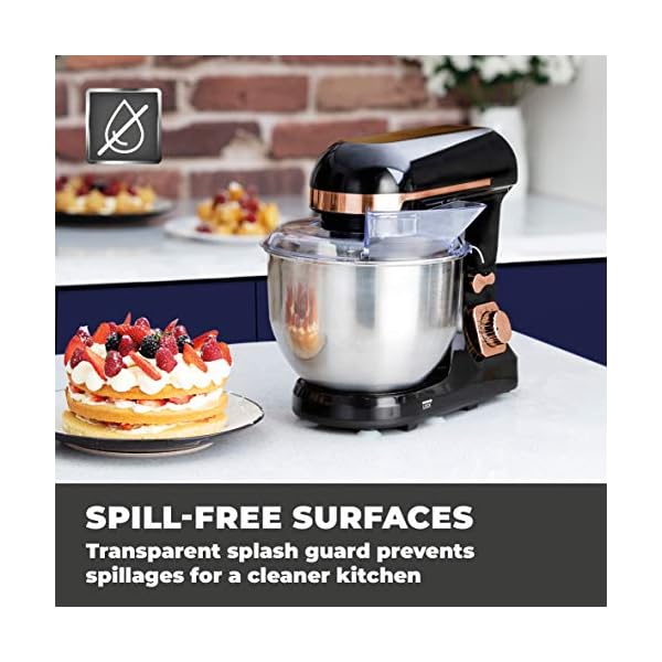 Tower T12033RG 3-in-1 5L Stand Mixer with 6 Speeds and Pulse Setting, 1000W, Rose Gold