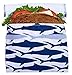 Lunchskins L1-LS1-1U-SHRK-C2-NV Reusable + Sealable Sandwich Bag, Navy Blue Shark
