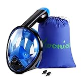 WONICE Snorkel Mask Full Face for Adults and Kids,Dry Top System Safe Breathing,180°Panoramic View Anti-Fog Anti-Leak,with Camera Mount Snorkeling & Swimming Mask