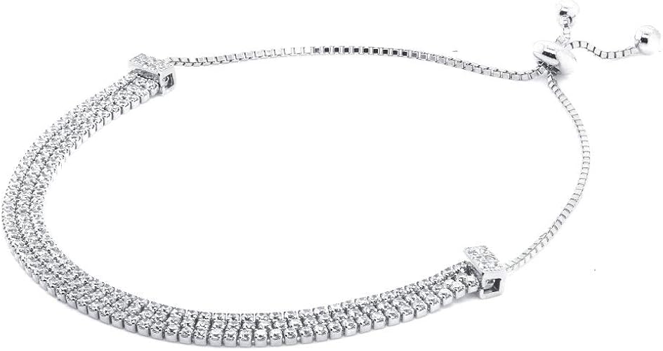 Amazon Gift From New York テニスブレスレット レディース 3連 プラチナ 加工 フリーサイズ シルバー925 金属アレルギー対応 女性 プレゼント ブレスレット 通販