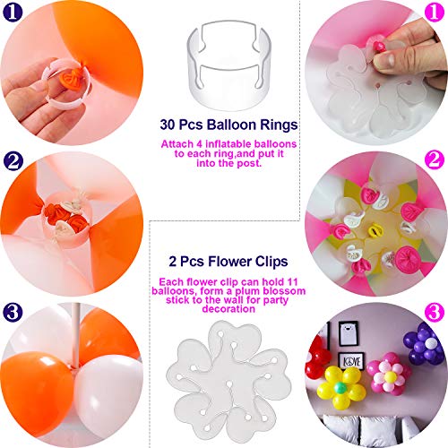 Balloon Column Kit,66 inch Height Balloon Stand Garland Decoration Set with Base,30Pcs Balloon Clips,Glue Point Stickers Manual Pump Balloon Knotter -For Birthday Family Parties Wedding DIY Event Supplies Decoration