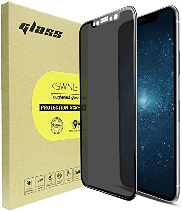 iPhone X Privacy Screen Protector [Full Coverage], KSWNG iPhone X Screen Protector Anti-Spy/Scratch/Fingerprint/Bubble Free 9H Tempered Glass Screen Easy Install