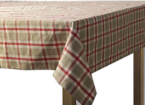 Maison Décor 100% Cotton Tablecloth,Dinner,Decorative Summer and Picnic Table Linen, European Collection, (60" x 108", Check Rojo)