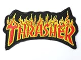 THRASHER Flames Logo Iron On Sew On Skater Punk Embroidered Patch 3.4