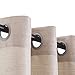 jinchan Linen Textured Curtains for Living Room 84 inches Long 1 Pair Jacquard Window Treatment Set for Bedroom Drapes Beige
