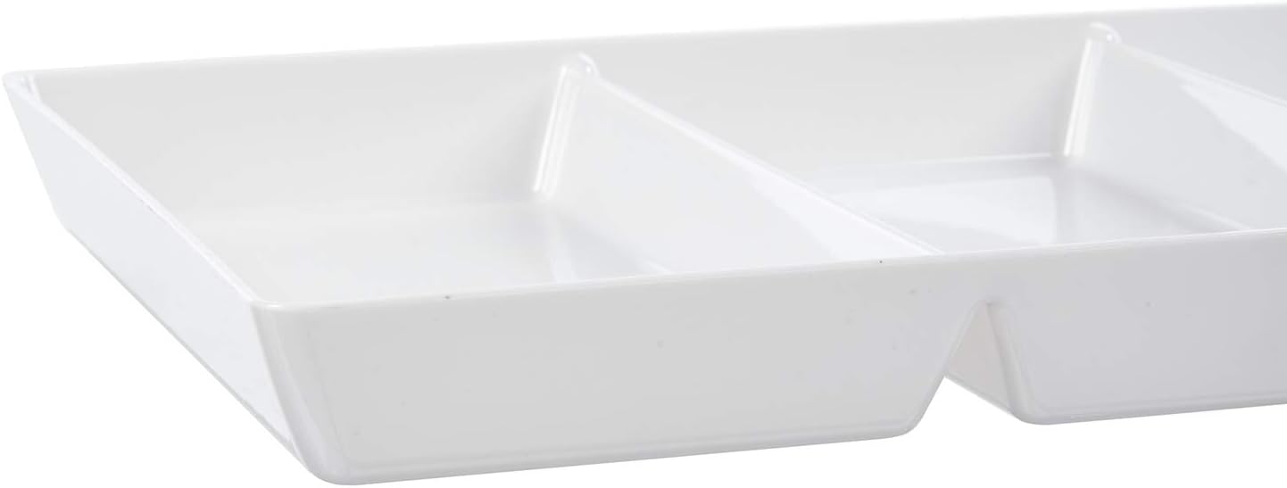  | Avant 15" x 10" Plastic 3-Section Serving Tray | set of 3 White: Platters