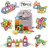 Tomons Magnetic Blocks for Kids, 76 Pcs Magnet Building Tiles Block Construction Toys, Creativity Kids Educational Toys Brain Games for Kids with Guide Booklet for Edutainment Gift ( Carrying Bag)