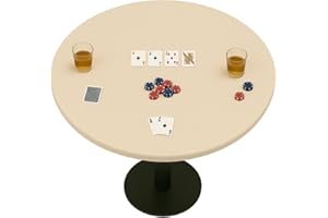 Feltectors Felt Card Game Table Cover for Playing Cards, Poker, Mahjong, Domino, Bridge and Board Game, Elastic Fitted Tablecloth for 36 to 48 Inch Round Tables - Ivory
