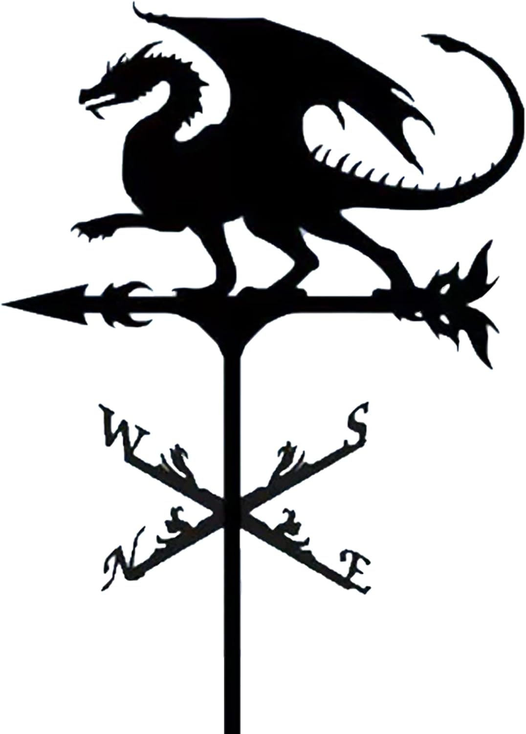 Weathervanes - Various Shapes of Stainless Steel Creative weathervane, Black Metal Patio roof Outdoor Decorative weathervane, Outdoor Garden roof Fence weathervane (Dragon)