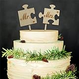 Wood Puzzles Mr Mrs Cake Decorative Wedding Topper