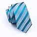 Barry.Wang Mens Tie Set Stripe Ties with Hanky Cufflinks,Blue and Grey,