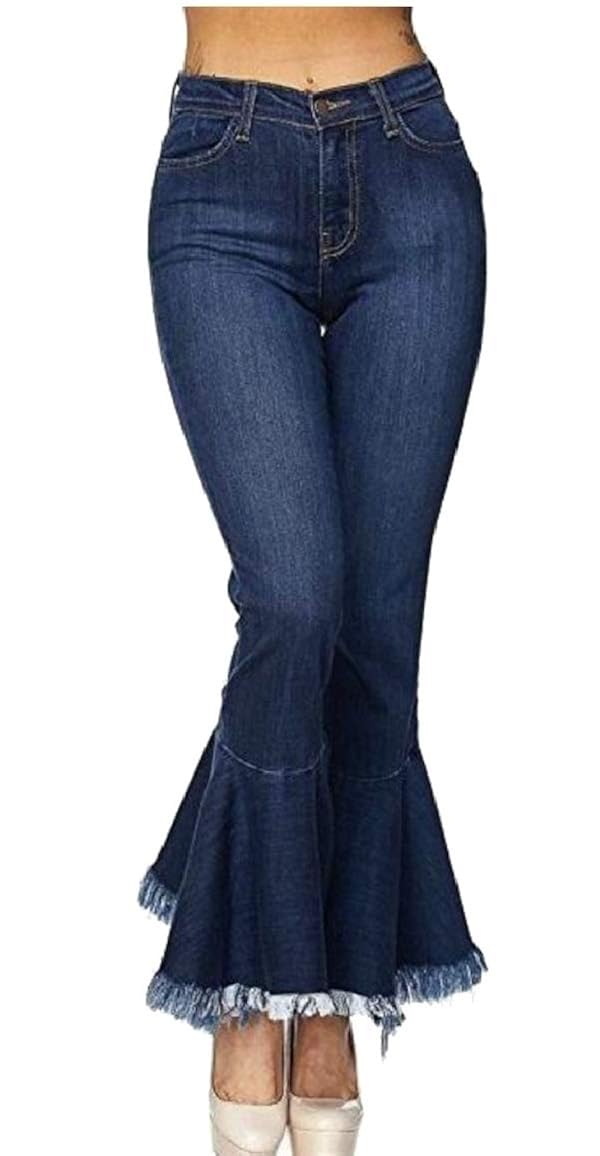 jeans with tassels at the bottom