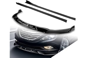 STAY-TUNED PERFORMANCE Stay-Tuned, 9PCS STP-Style ABS Front Bumper Lip Spoiler Body Kit + Universal 86" x 4" Side Skirts, Compatible with 2011-2014 Hyundai Sonata, Exterior Accessory (Painted Black)