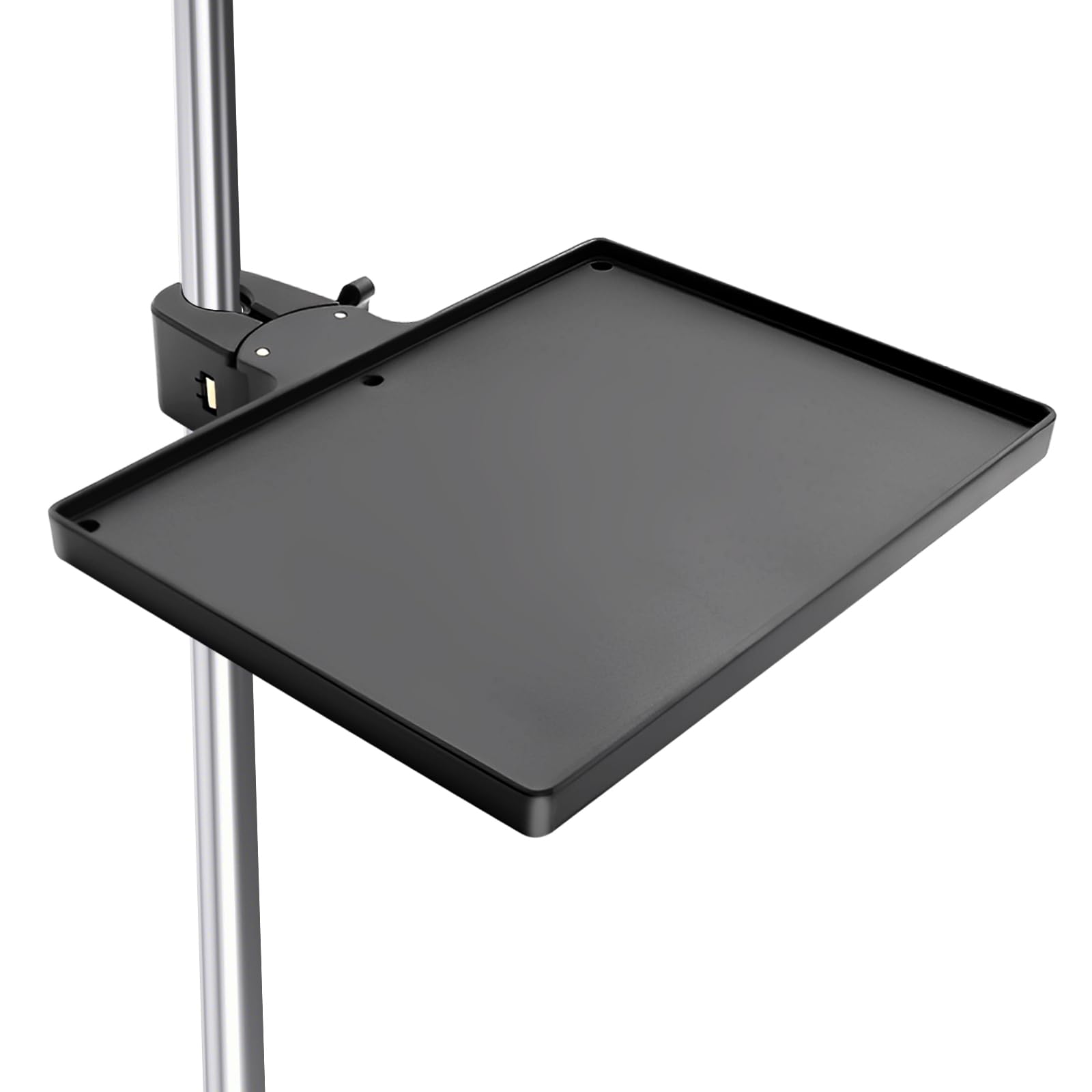 Photo 1 of Sound Card Clip On Tray, Microphone Stand Tray, Multi functional Live Streaming Pole mount shelf sheet music Stand Clamp percussion table karaoke mic stand accessories(L 22x16.8cm)