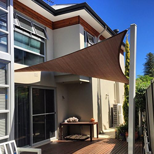 Belle Dura Brown sail shade 16'x16'x16', Triangle Sun Shade Sail for Patio Lawn Garden Outdoor (16'x16'x16', Brown)