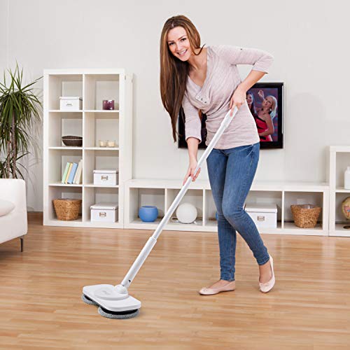 Brigii Electric Mop and Window Cleaner in One, 360 Rotation Cordless Mop for Hardwood,Vinyl,Tile,Laminate Floor Cleaning,Ligthweight Power Floor Polisher with Microfiber Cleaning Pads-X180 White