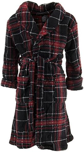 MacHenry Originals Little Boys' Black Red Plaid Bathrobe M/6-8
