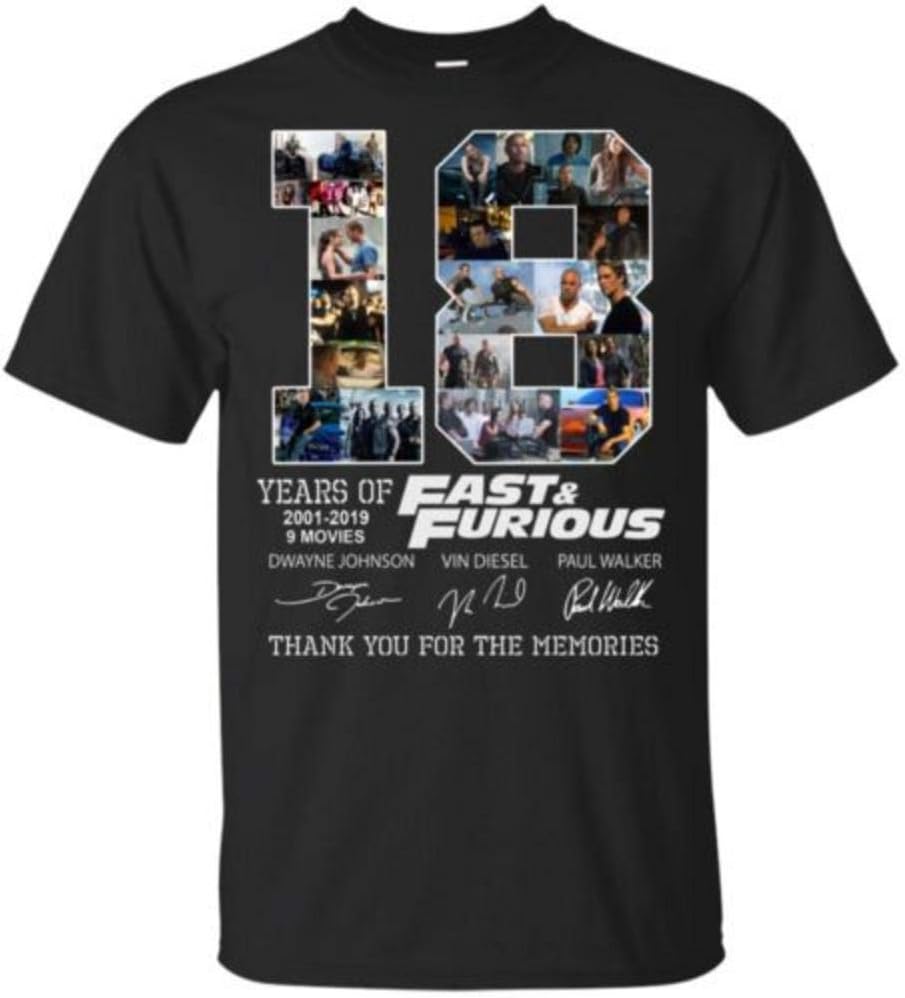 HAVIPRO 18 Years of Fast and Furious 2001-2019 Thank You for The Memories Funy T-Shirts