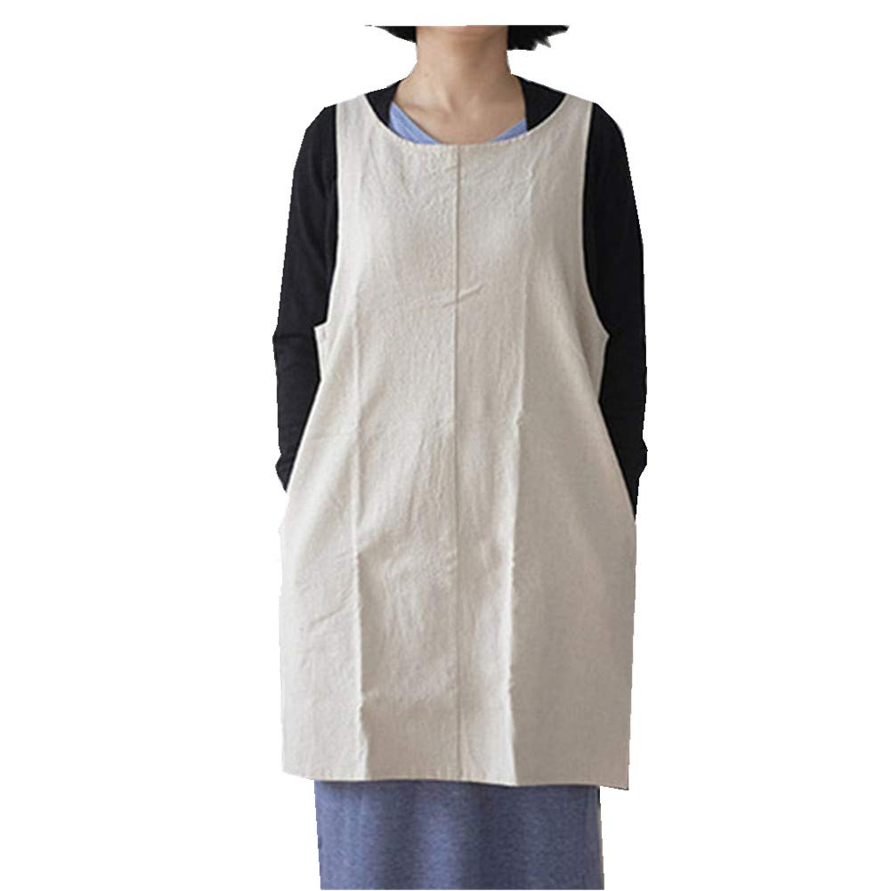 Cotton Linen Apron Halter CrossBack Bandage Aprons Japanese Style X