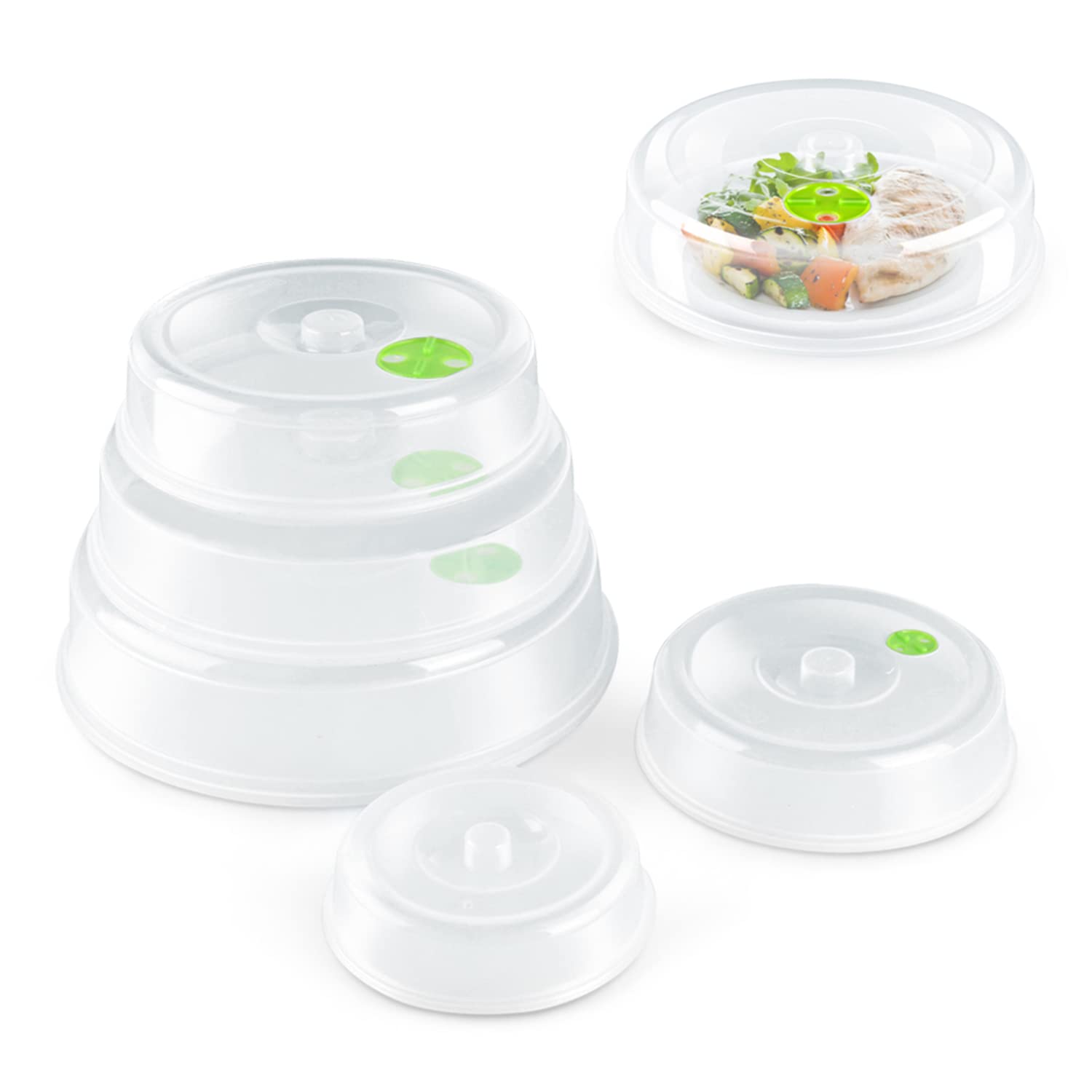 Photo 1 of Flexzion Microwave Plate Covers Set of 5 - BPA-Free Microwave Cover with Adjustable Steam Vent, Dishwasher Safe Microwave Splatter Cover, Transparent Plastic Food Covers for Microwave Cooking