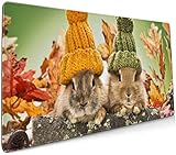 Long Mousepad (35.5x15.8in) Tow Baby Rabbits Wooly