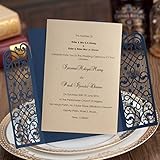 Wishmade 50pcs Cheap Laser Cut Wedding Invitation Card Stock With Royal European Style Open Door Design Hollow for Menu Marriage Birthday Party Supplies (set of 50pcs)