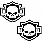 Astute Grace 2 Pack Motorcycle Bar and Shield Skull Design Vinyl Decal Sticker Car Harley Moto Biker 4 Inch