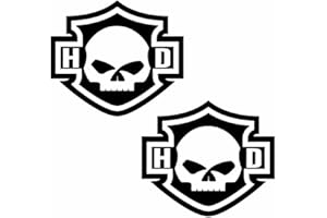 Astute Grace 2 Pack Motorcycle Bar and Shield Skull Design Vinyl Decal Sticker Car Harley Moto Biker 4 Inch