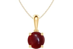 Garnet Pendant Necklace for Women – 925 Sterling Silver 14K Gold Filled Round Solitaire Gemstone Necklace, Minimalist Dainty 