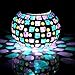AOMOMO Color Changing Solar Powered Crystal Mosaic Glass Ball Garden Patio LED Light Waterproof Solar Outdoor Lights for Parties Decorations
