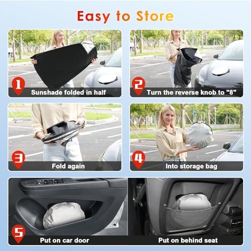 [Upgrade] BSTW Folding Sun Shade for Jeep Avenger SUV Hybrid EV 2023 2024 2025 2026 Windscreen Cover with UV Protection and Thermal Sun Visor Avenger Accessories