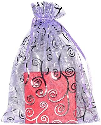 SUNGULF 100pcs Organza Pouch Bag Drawstring 6"x8" Strong Gift Candy Bag Jewelry Party Wedding Favor (Silver Purple)