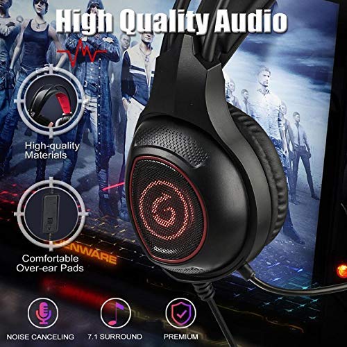 2021 PS5 Gaming Headset with 7.1 Surround Sound, Mute Microphone and