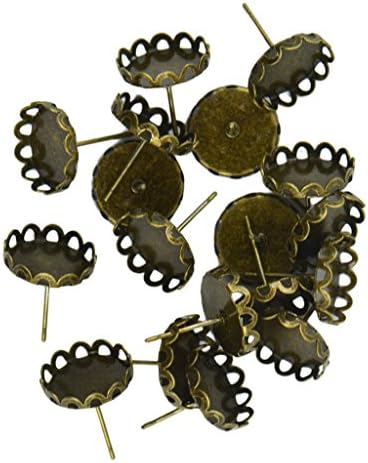 GZSSP 12mm Earring Stud Ear Nail Iron Flat Base Cup Posts Earring Findings DIY Jewelry Pack of 20