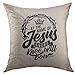 Mugod Decorative Throw Pillow Cover for Couch Sofa,Church Bible Lettering Christian at the Name of Jesus Every Knee Will Bow Apocalypse Baptism Home Decor Pillow case 18x18 Inch