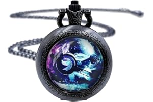 Joyplancraft Anime Monsters Glass Dome Pocket Watch Eevee Evolutios Cartton Watch Necklace