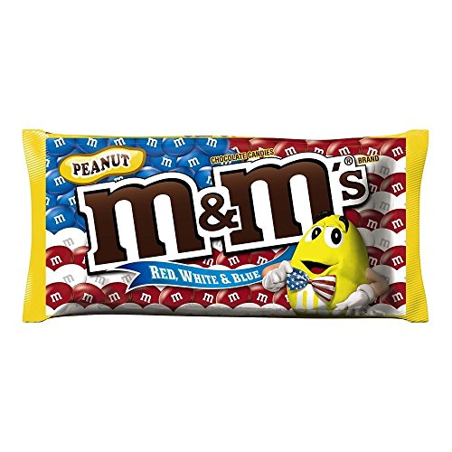 M&Mâ€™S Peanut Chocolate Patriotic Red White and Blue Candy, 11.4 oz., Pack of 2