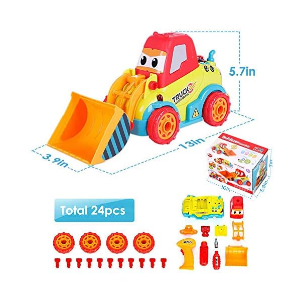VATOS-Bulldozer-Truck-Car-Toy-Take-Apart-Toys-DIY-Pretend-Play-Set-Assemble-Transform-Construction-Vehicle-With-Toy-Tool-for-Boys-Girl-Kids VATOS Bulldozer Truck Car Toy Take Apart Toys DIY Pretend Play Set Assemble Transform Construction Vehicle With Toy Tool…