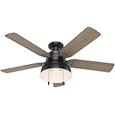 Hunter 52 inch Outdoor or Indoor Ceiling Fan with LED Light - Rustic Ceiling Fan with Pull Chain, For Bedroom, Living Room, o