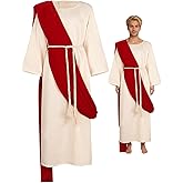 AVIFU Men Christ Costume Set Adult Ancient Greek Robe Biblical Saint Cloak with Scarf Waist Rope