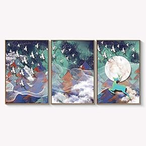 Framed Canvas Wall Art for Living Room, Bedroom Abstract Landscape Dream Place Canvas Prints for Home Decoration Ready to Hanging - 16"x24"x3 Panels