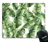 Smooffly Custom Extended Mouse Pad,Tropic Plant Watercolor Banana Palm Leaves Mouse Pad Personality Desings Gaming MousePad