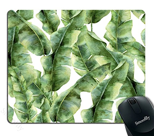 Smooffly Custom Extended Mouse Pad,Tropic Plant Watercolor Banana Palm Leaves Mouse Pad Personality Desings Gaming MousePad