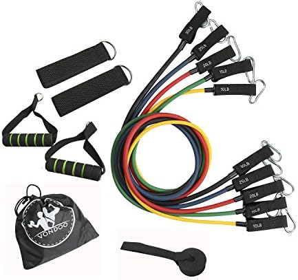 Vondoo Exercise Resistance Band Set With Door Anchor,Ankle,Wrist Strap,Exercise Guide &amp; Carrying Bag