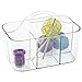 mDesign Plastic Nursery Storage Caddy Tote, Divided Bin with Handle for Child/Kids - Holds Bottles, Spoons, Bibs, Pacifiers, Diapers, Wipes, Baby Lotion - BPA Free, Small - Clear